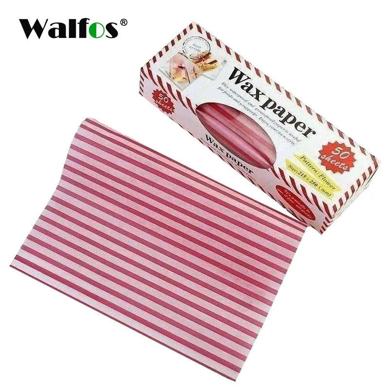 Walfos 50Pcs/Lot Wax Paper Pink Floral Food Grade Grease Paper Food Wrappers Wrapping Paper For Bread Fries Oilpaper Baking Tools - Walfos® Kitchenware