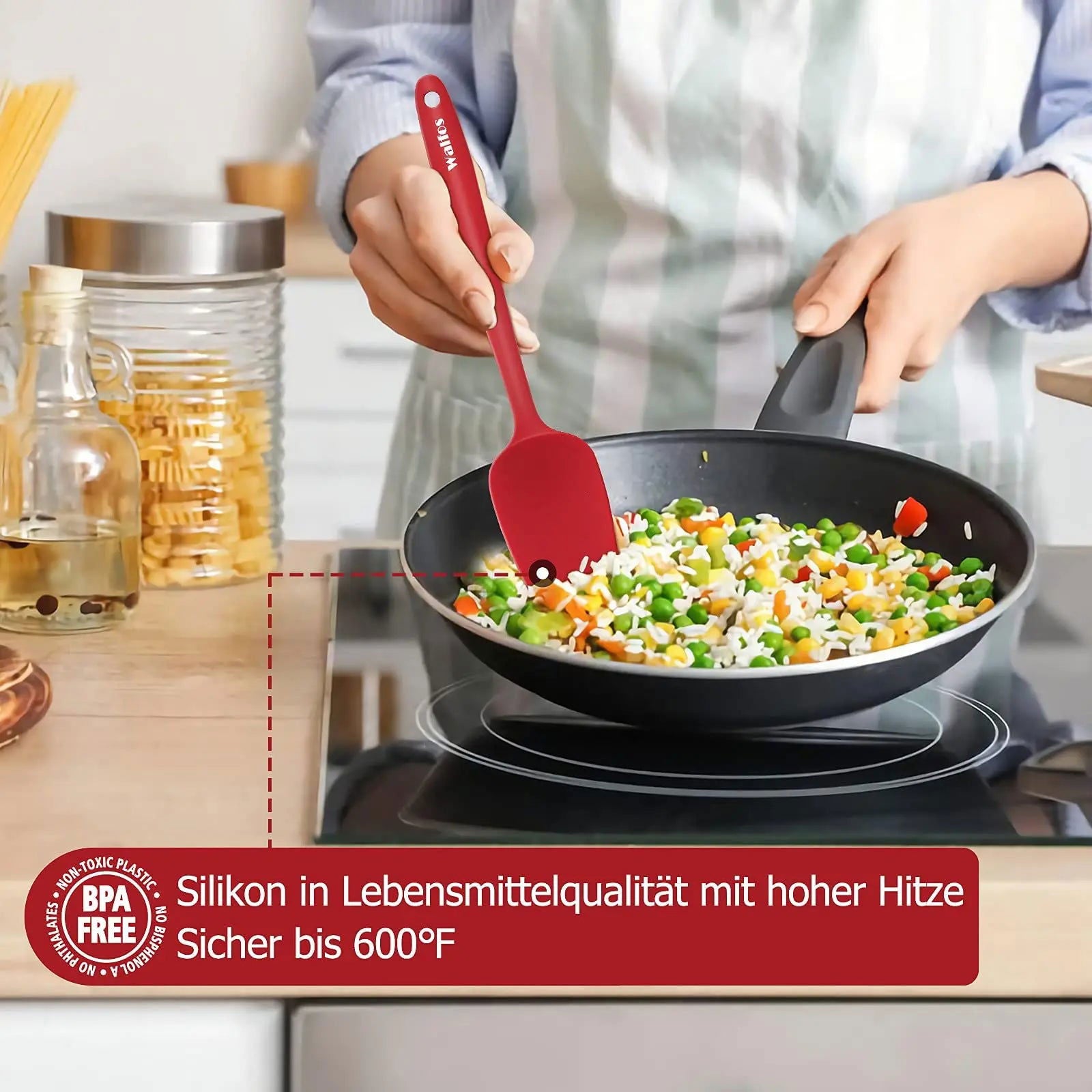 Walfos 5PCS/Set Non-Stick Silicone Spatula Baking Pastry Heat-Resistant Silicone Spatula Kitchen Utensil Cooking Tool - Walfos® Kitchenware