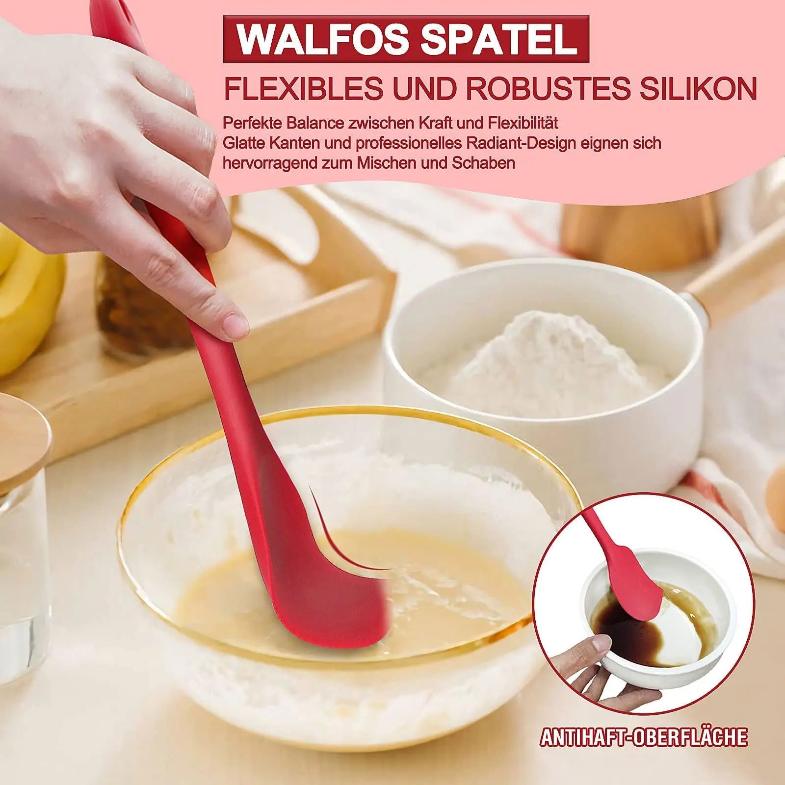 Walfos 5PCS/Set Non-Stick Silicone Spatula Baking Pastry Heat-Resistant Silicone Spatula Kitchen Utensil Cooking Tool - Walfos® Kitchenware