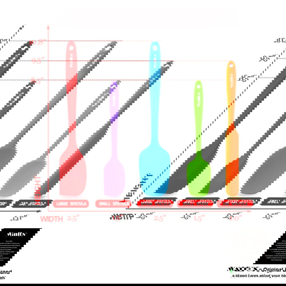 Walfos 5PCS/Set Non-Stick Silicone Spatula Baking Pastry Heat-Resistant Silicone Spatula Kitchen Utensil Cooking Tool - Walfos® Kitchenware