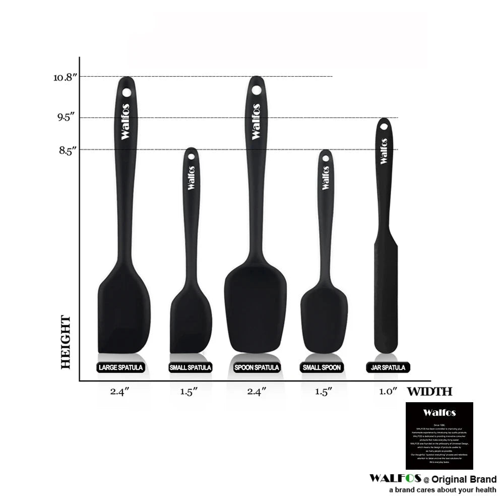Walfos 5PCS/Set Non-Stick Silicone Spatula Baking Pastry Heat-Resistant Silicone Spatula Kitchen Utensil Cooking Tool - Walfos® Kitchenware