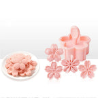 Walfos 5pcs/Set Sakura Cookie Mold Stamp Biscuit Mold Cutter Pink Cherry Blossom Mold Flower Charm DIY Floral Mold - Walfos® Kitchenware