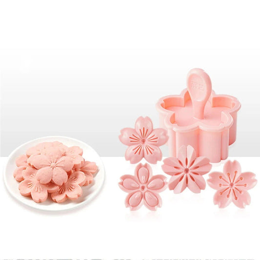 Walfos 5pcs/Set Sakura Cookie Mold Stamp Biscuit Mold Cutter Pink Cherry Blossom Mold Flower Charm DIY Floral Mold - Walfos® Kitchenware