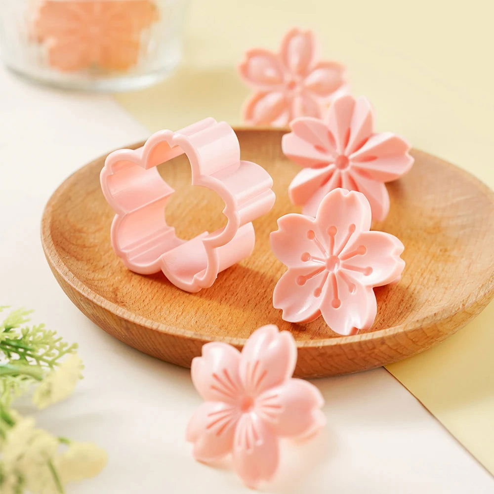 Walfos 5pcs/Set Sakura Cookie Mold Stamp Biscuit Mold Cutter Pink Cherry Blossom Mold Flower Charm DIY Floral Mold - Walfos® Kitchenware