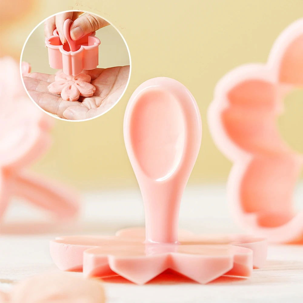 Walfos 5pcs/Set Sakura Cookie Mold Stamp Biscuit Mold Cutter Pink Cherry Blossom Mold Flower Charm DIY Floral Mold - Walfos® Kitchenware