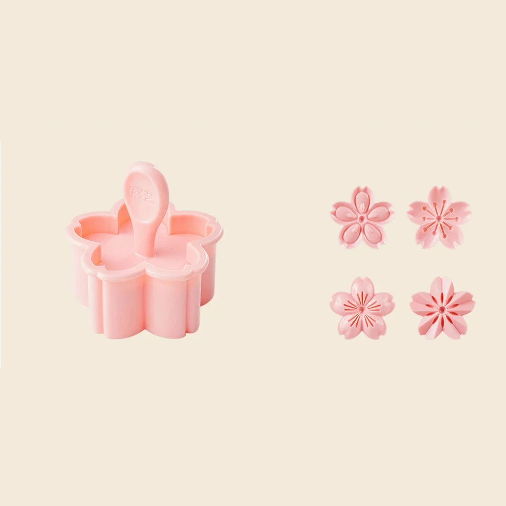 Walfos 5pcs/Set Sakura Cookie Mold Stamp Biscuit Mold Cutter Pink Cherry Blossom Mold Flower Charm DIY Floral Mold - Walfos® Kitchenware