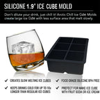 Walfos 6Grid Big Ice Tray Mold Jumbo Large Food Grade Silicone Ice Cube Square Tray Mold DIY Ice Maker Ice Cube Tray - Walfos® Kitchenware