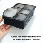 Walfos 6Grid Big Ice Tray Mold Jumbo Large Food Grade Silicone Ice Cube Square Tray Mold DIY Ice Maker Ice Cube Tray - Walfos® Kitchenware