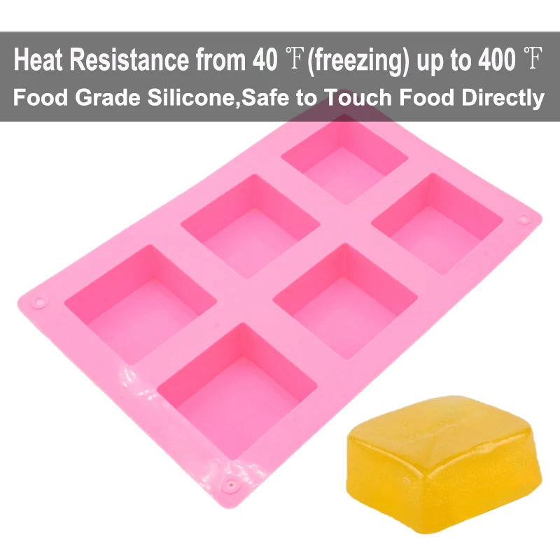 Walfos 6 Cavity Plain Basic Rectangle Silicone Soap Mould Bake Mold Tray For Homemade DIY Craft Soap Mold Decor Tools 3D Mold - Walfos® Kitchenware
