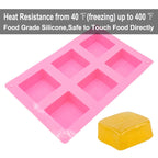 Walfos 6 Cavity Plain Basic Rectangle Silicone Soap Mould Bake Mold Tray For Homemade DIY Craft Soap Mold Decor Tools 3D Mold - Walfos® Kitchenware
