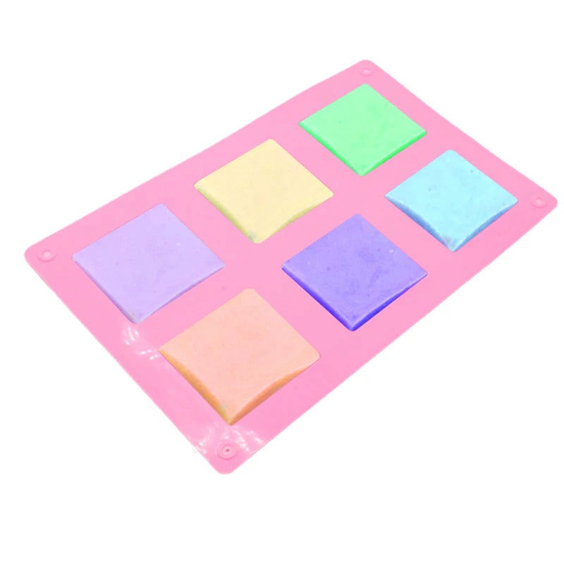 Walfos 6 Cavity Plain Basic Rectangle Silicone Soap Mould Bake Mold Tray For Homemade DIY Craft Soap Mold Decor Tools 3D Mold - Walfos® Kitchenware
