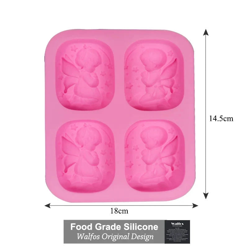 Walfos 6 Cavity Silicone Mold for Making Soaps 3D Plain Soap Mold Rectangle DIY Handmade Soap Form Tray Mould - Walfos® Kitchenware