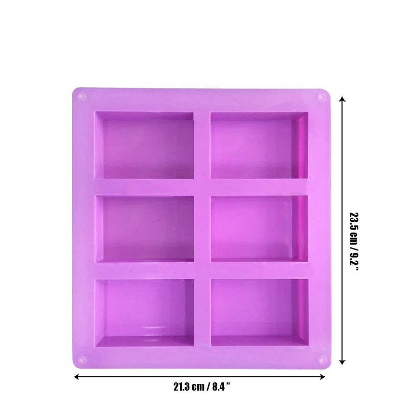 Walfos 6 Cavity Silicone Mold for Making Soaps 3D Plain Soap Mold Rectangle DIY Handmade Soap Form Tray Mould - Walfos® Kitchenware