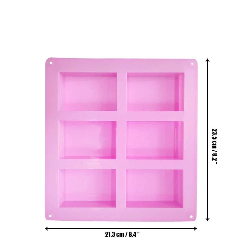 Walfos 6 Cavity Silicone Mold for Making Soaps 3D Plain Soap Mold Rectangle DIY Handmade Soap Form Tray Mould - Walfos® Kitchenware