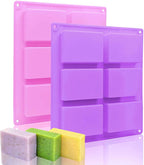 Walfos 6 Cavity Silicone Mold for Making Soaps 3D Plain Soap Mold Rectangle DIY Handmade Soap Form Tray Mould - Walfos® Kitchenware