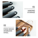 Walfos 7 Pcs Kitchen Gadget Set Copper Coated Stainless Steel Utensils with Soft Touch Rose Gold Garlic Press Pizza Cutter - Walfos® Kitchenware