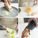 Walfos 7 Pcs Kitchen Gadget Set Copper Coated Stainless Steel Utensils with Soft Touch Rose Gold Garlic Press Pizza Cutter - Walfos® Kitchenware