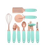 Walfos 7 Pcs Kitchen Gadget Set Copper Coated Stainless Steel Utensils with Soft Touch Rose Gold Garlic Press Pizza Cutter - Walfos® Kitchenware