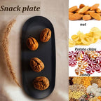 Walfos Black Matte Dining Plate Stainless Steel Dessert Plate Nut Fruit Cake Tray Snack Kitchen Plate Western Steak  Plate - Walfos® Kitchenware