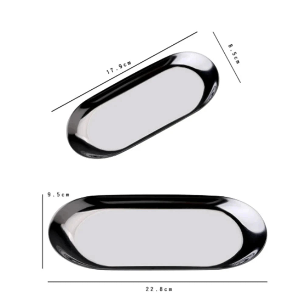 Walfos Black Matte Dining Plate Stainless Steel Dessert Plate Nut Fruit Cake Tray Snack Kitchen Plate Western Steak  Plate - Walfos® Kitchenware