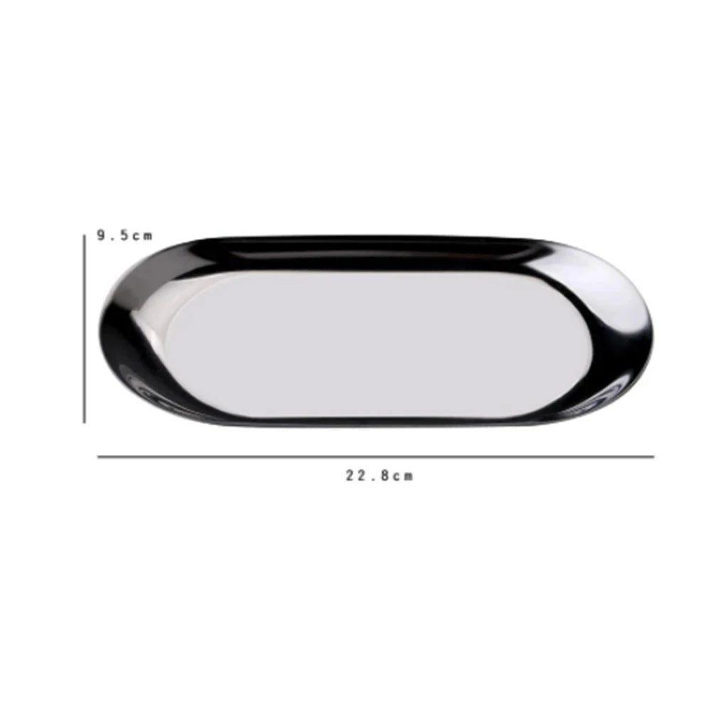 Walfos Black Matte Dining Plate Stainless Steel Dessert Plate Nut Fruit Cake Tray Snack Kitchen Plate Western Steak  Plate - Walfos® Kitchenware