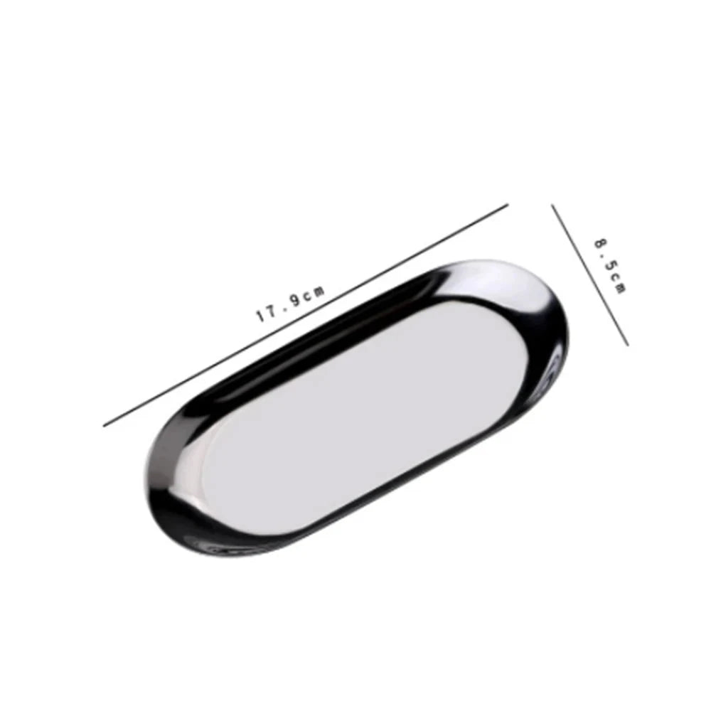 Walfos Black Matte Dining Plate Stainless Steel Dessert Plate Nut Fruit Cake Tray Snack Kitchen Plate Western Steak  Plate - Walfos® Kitchenware