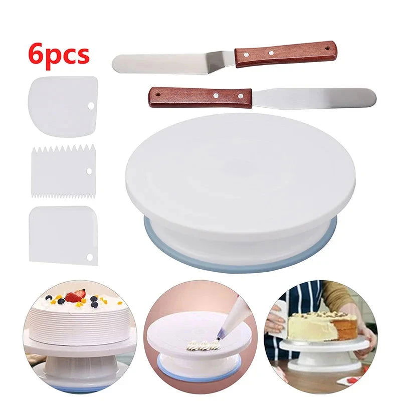 Walfos Cake Turntable Stand Cake Decoration Accessories DIY Mold Rotating Stable Anti-skid Round Cake Table Kitchen Baking Tools - Walfos® Kitchenware