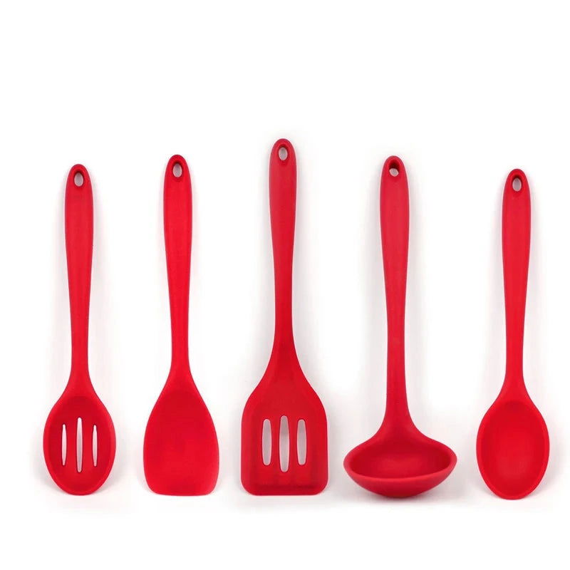 Walfos Cooking Spatula Turner Spoonula Mixing Spoon Slotted Spoon Ladle 5Pcs Kitchen Silicone Cooking Tools Kitchen Utensil Set - Walfos® Kitchenware