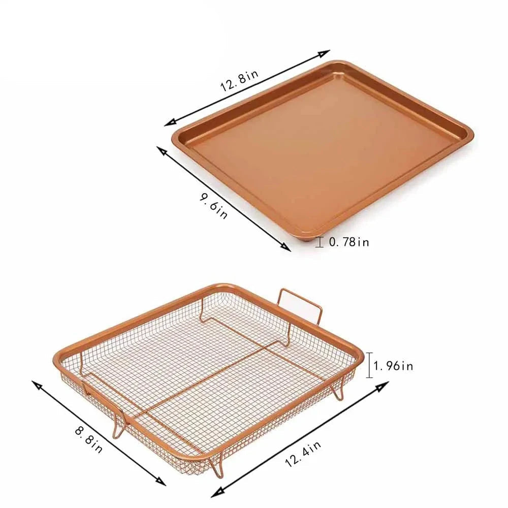 Walfos Copper Baking Tray Oil Frying Baking Pan Non-stick Chips Basket Baking Dish Grill Mesh Kitchen Tools - Walfos® Kitchenware