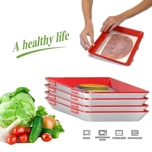 Walfos Creative Food Preservation Tray Stackable Food Fresh Tray Magic Elastic Fresh Tray Reusable Food Storage Container - Walfos® Kitchenware