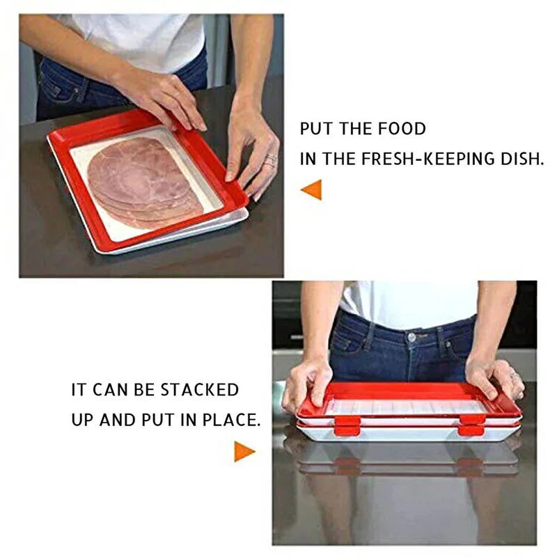 Walfos Creative Food Preservation Tray Stackable Food Fresh Tray Magic Elastic Fresh Tray Reusable Food Storage Container - Walfos® Kitchenware