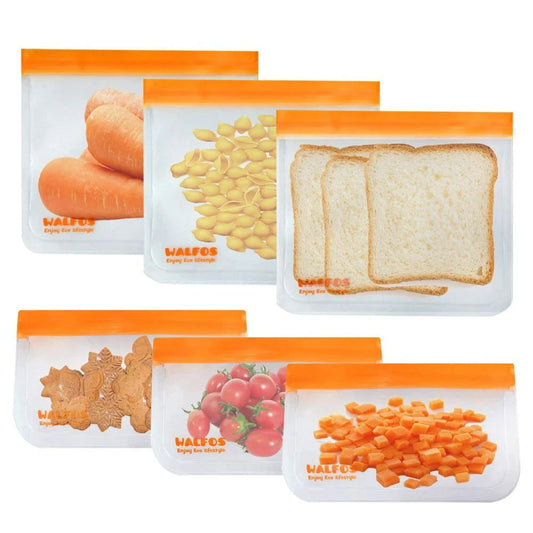 Walfos Food Storage Bag Reusable Freezer Bag Ziplock Bag Leakproof Top Silicone Bag Zero Waste Kitchen Organizer FDA BPA Free - Walfos® Kitchenware