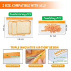 Walfos Food Storage Bag Reusable Freezer Bag Ziplock Bag Leakproof Top Silicone Bag Zero Waste Kitchen Organizer FDA BPA Free - Walfos® Kitchenware