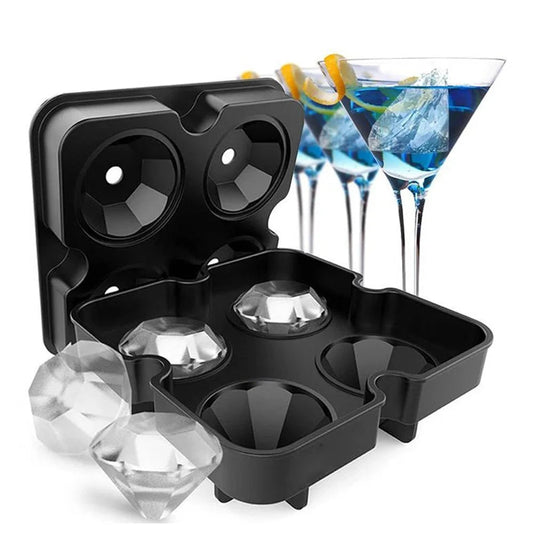 Walfos Four Grids Diamond Pattern Ice Cube Mold Food Grade Silicone Ice-Cream Dessert Ice Cube Mold Home Kitchen Supplies - Walfos® Kitchenware