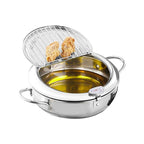 Walfos Fryer Household Temperature Control 304 Stainless Steel Oil-Saving Small Fryer Induction Cooker Gas Stove Tempura Fryer - Walfos® Kitchenware