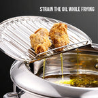 Walfos Fryer Household Temperature Control 304 Stainless Steel Oil-Saving Small Fryer Induction Cooker Gas Stove Tempura Fryer - Walfos® Kitchenware