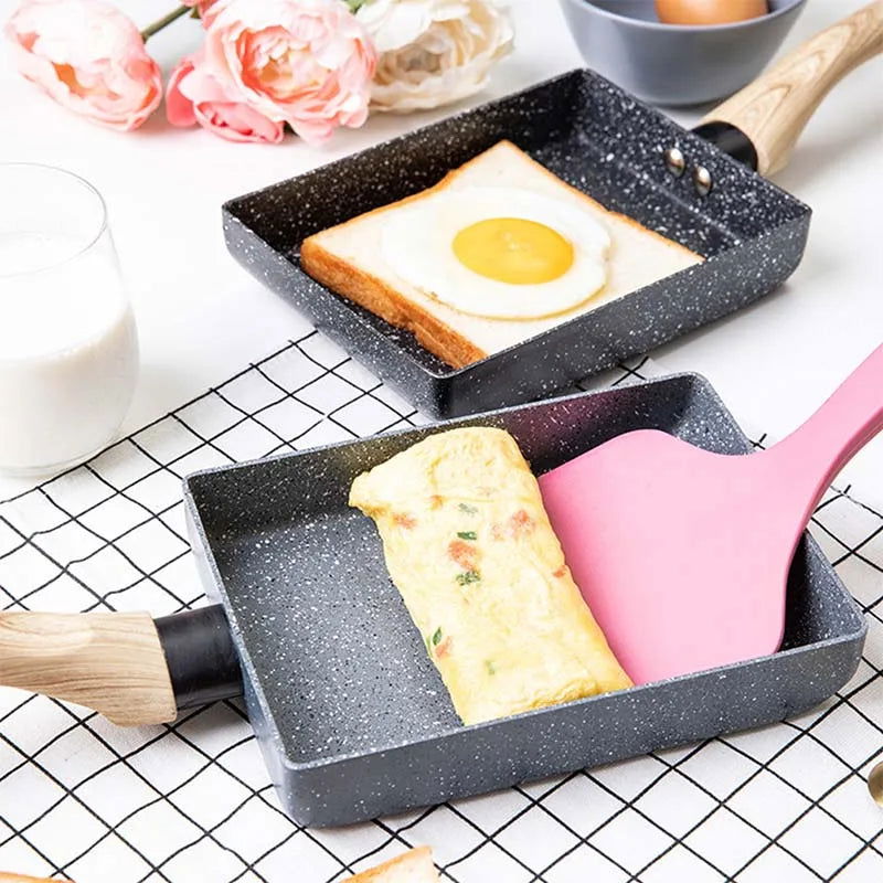 Walfos Frying Pan Tamagoyaki Omelette Black Non-Stick Pan Fry Egg Pan Pancake Kitchen Pot Maker Breakfast Pot Mini Cook - Walfos® Kitchenware