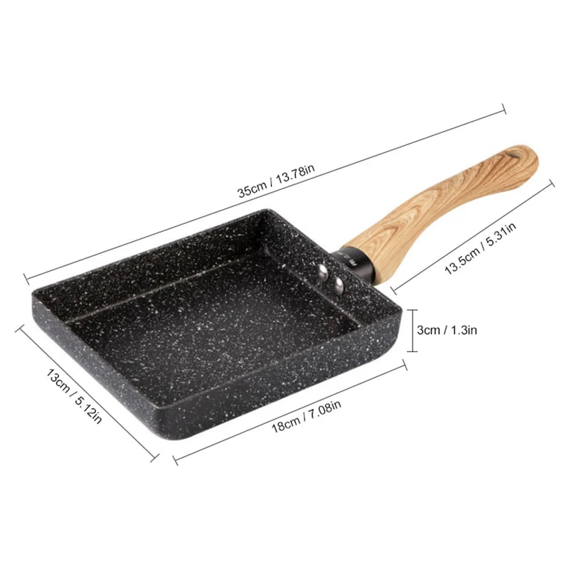 Walfos Frying Pan Tamagoyaki Omelette Black Non-Stick Pan Fry Egg Pan Pancake Kitchen Pot Maker Breakfast Pot Mini Cook - Walfos® Kitchenware