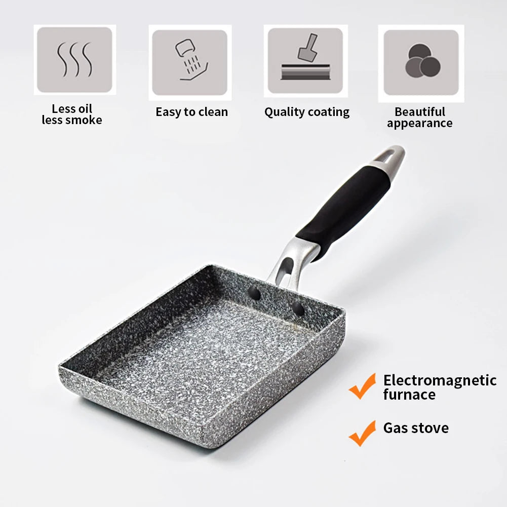 Walfos Frying Pan Tamagoyaki Omelette Black Non-Stick Pan Fry Egg Pan Pancake Kitchen Pot Use for Gas Cooker - Walfos® Kitchenware