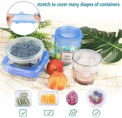 Walofs Silicone Cover Stretch Lids Reusable Airtight Food Wrap Covers Keeping Fresh Seal Stretchy Wrap Cover Kitchen Cookware Walfos® Kitchenware