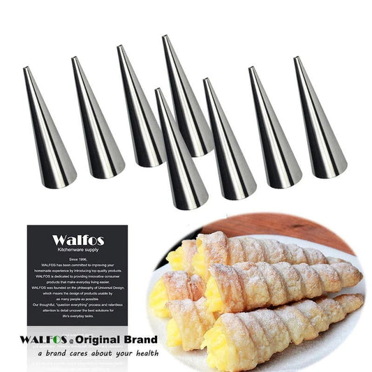 sets of 8 Large Size Stainless Steel Pastry Cream Horn Moulds Conical Tube Cone Pastry Roll Horn Mould Baking Mold Tool - Walfos® Kitchenware