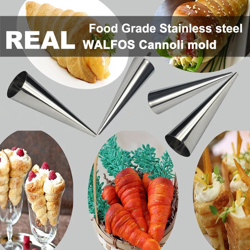 sets of 8 Large Size Stainless Steel Pastry Cream Horn Moulds Conical Tube Cone Pastry Roll Horn Mould Baking Mold Tool - Walfos® Kitchenware
