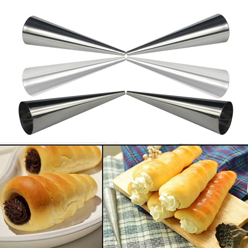 sets of 8 Large Size Stainless Steel Pastry Cream Horn Moulds Conical Tube Cone Pastry Roll Horn Mould Baking Mold Tool - Walfos® Kitchenware